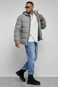 Купить Куртка спортивная мужская зимняя с капюшоном серого цвета 8362Sr, фото 19