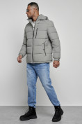 Купить Куртка спортивная мужская зимняя с капюшоном серого цвета 8362Sr, фото 2