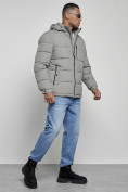Купить Куртка спортивная мужская зимняя с капюшоном серого цвета 8362Sr, фото 3