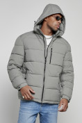 Купить Куртка спортивная мужская зимняя с капюшоном серого цвета 8362Sr, фото 5