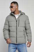 Купить Куртка спортивная мужская зимняя с капюшоном серого цвета 8362Sr, фото 8