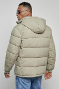 Купить Куртка спортивная мужская зимняя с капюшоном светло-зеленого цвета 8362ZS, фото 10