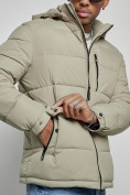 Купить Куртка спортивная мужская зимняя с капюшоном светло-зеленого цвета 8362ZS, фото 12