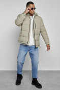 Купить Куртка спортивная мужская зимняя с капюшоном светло-зеленого цвета 8362ZS, фото 15
