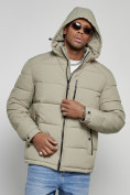 Купить Куртка спортивная мужская зимняя с капюшоном светло-зеленого цвета 8362ZS, фото 5