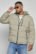 Купить Куртка спортивная мужская зимняя с капюшоном светло-зеленого цвета 8362ZS, фото 8
