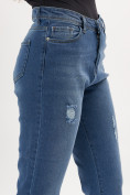 Купить Джинсы женские прямые с высокой талией синего цвета 836_1S, фото 8