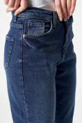 Купить Джинсы женские прямые с высокой талией темно-синего цвета 836_1TS, фото 11