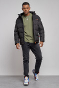 Купить Куртка мужская зимняя с капюшоном спортивная великан черного цвета 8377Ch, фото 13