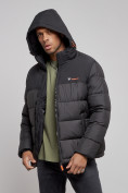 Купить Куртка мужская зимняя с капюшоном спортивная великан черного цвета 8377Ch, фото 6