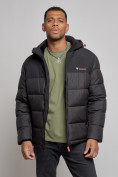 Купить Куртка мужская зимняя с капюшоном спортивная великан черного цвета 8377Ch, фото 7