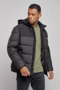 Купить Куртка мужская зимняя с капюшоном спортивная великан черного цвета 8377Ch, фото 8