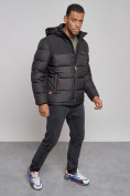 Купить Куртка мужская зимняя с капюшоном спортивная великан черного цвета 8377Ch, фото 9