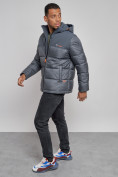 Купить Куртка мужская зимняя с капюшоном спортивная великан серого цвета 8377Sr, фото 10