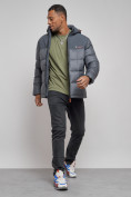 Купить Куртка мужская зимняя с капюшоном спортивная великан серого цвета 8377Sr, фото 11
