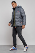 Купить Куртка мужская зимняя с капюшоном спортивная великан серого цвета 8377Sr, фото 2