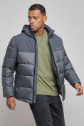 Купить Куртка мужская зимняя с капюшоном спортивная великан серого цвета 8377Sr, фото 8