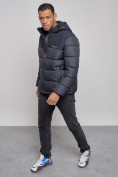 Купить Куртка мужская зимняя с капюшоном спортивная великан темно-синего цвета 8377TS, фото 10
