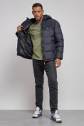 Купить Куртка мужская зимняя с капюшоном спортивная великан темно-синего цвета 8377TS, фото 12