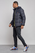Купить Куртка мужская зимняя с капюшоном спортивная великан темно-синего цвета 8377TS, фото 2
