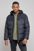 Купить Куртка мужская зимняя с капюшоном спортивная великан темно-синего цвета 8377TS, фото 7