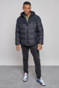 Купить Куртка мужская зимняя с капюшоном спортивная великан темно-синего цвета 8377TS, фото 9