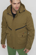 Купить Куртка спортивная мужская с капюшоном бежевого цвета 8596B, фото 11