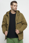 Купить Куртка спортивная мужская с капюшоном бежевого цвета 8596B, фото 17