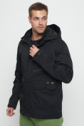 Купить Куртка спортивная мужская с капюшоном черного цвета 8596Ch, фото 10