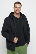 Купить Куртка спортивная мужская с капюшоном черного цвета 8596Ch, фото 12