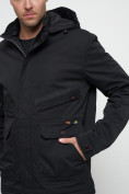 Купить Куртка спортивная мужская с капюшоном черного цвета 8596Ch, фото 14