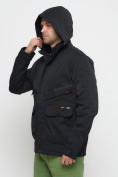Купить Куртка спортивная мужская с капюшоном черного цвета 8596Ch, фото 16