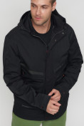 Купить Куртка спортивная мужская с капюшоном черного цвета 8596Ch, фото 7