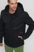 Купить Куртка спортивная мужская с капюшоном черного цвета 8596Ch, фото 8