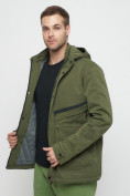Купить Куртка спортивная мужская с капюшоном цвета хаки 8596Kh, фото 16