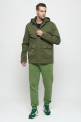 Купить Куртка спортивная мужская с капюшоном цвета хаки 8596Kh, фото 4