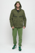 Купить Куртка спортивная мужская с капюшоном цвета хаки 8596Kh, фото 6