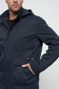 Купить Куртка спортивная мужская с капюшоном темно-синего цвета 8596TS, фото 13