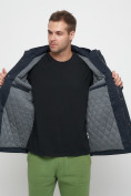 Купить Куртка спортивная мужская с капюшоном темно-синего цвета 8596TS, фото 17