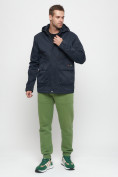 Купить Куртка спортивная мужская с капюшоном темно-синего цвета 8596TS, фото 4