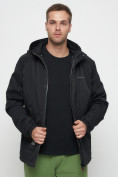 Купить Куртка спортивная мужская с капюшоном черного цвета 8598Ch, фото 15