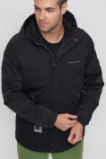 Купить Куртка спортивная мужская с капюшоном черного цвета 8598Ch, фото 7