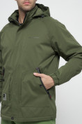 Купить Куртка спортивная мужская с капюшоном цвета хаки 8598Kh, фото 13