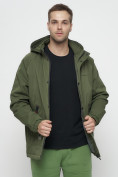 Купить Куртка спортивная мужская с капюшоном цвета хаки 8598Kh, фото 16