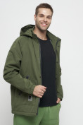 Купить Куртка спортивная мужская с капюшоном цвета хаки 8598Kh, фото 17