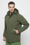 Купить Куртка спортивная мужская с капюшоном цвета хаки 8598Kh, фото 8