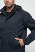 Купить Куртка спортивная мужская с капюшоном темно-синего цвета 8598TS, фото 14