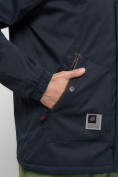 Купить Куртка спортивная мужская с капюшоном темно-синего цвета 8598TS, фото 15