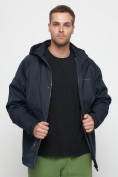 Купить Куртка спортивная мужская с капюшоном темно-синего цвета 8598TS, фото 17