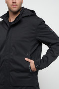 Купить Куртка спортивная мужская с капюшоном черного цвета 8599Ch, фото 11